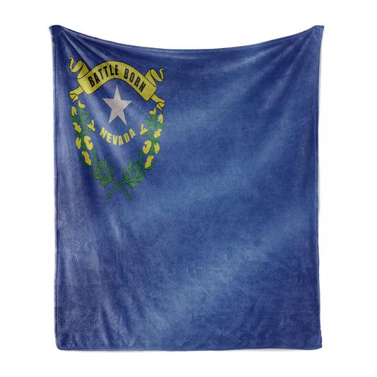 Throw Blanket, Nevada Flag Five-Pointed Star Crossed Sagebrushes a Theme Design, Flannel Fleece Accent Piece Soft Couch Cover for Adults, 50" x 60", Yellow Green