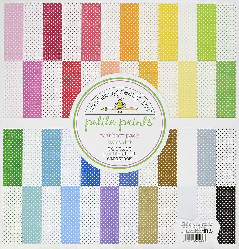 Rainbow Swiss Dot Cardstock, 12x12, 24 sheets