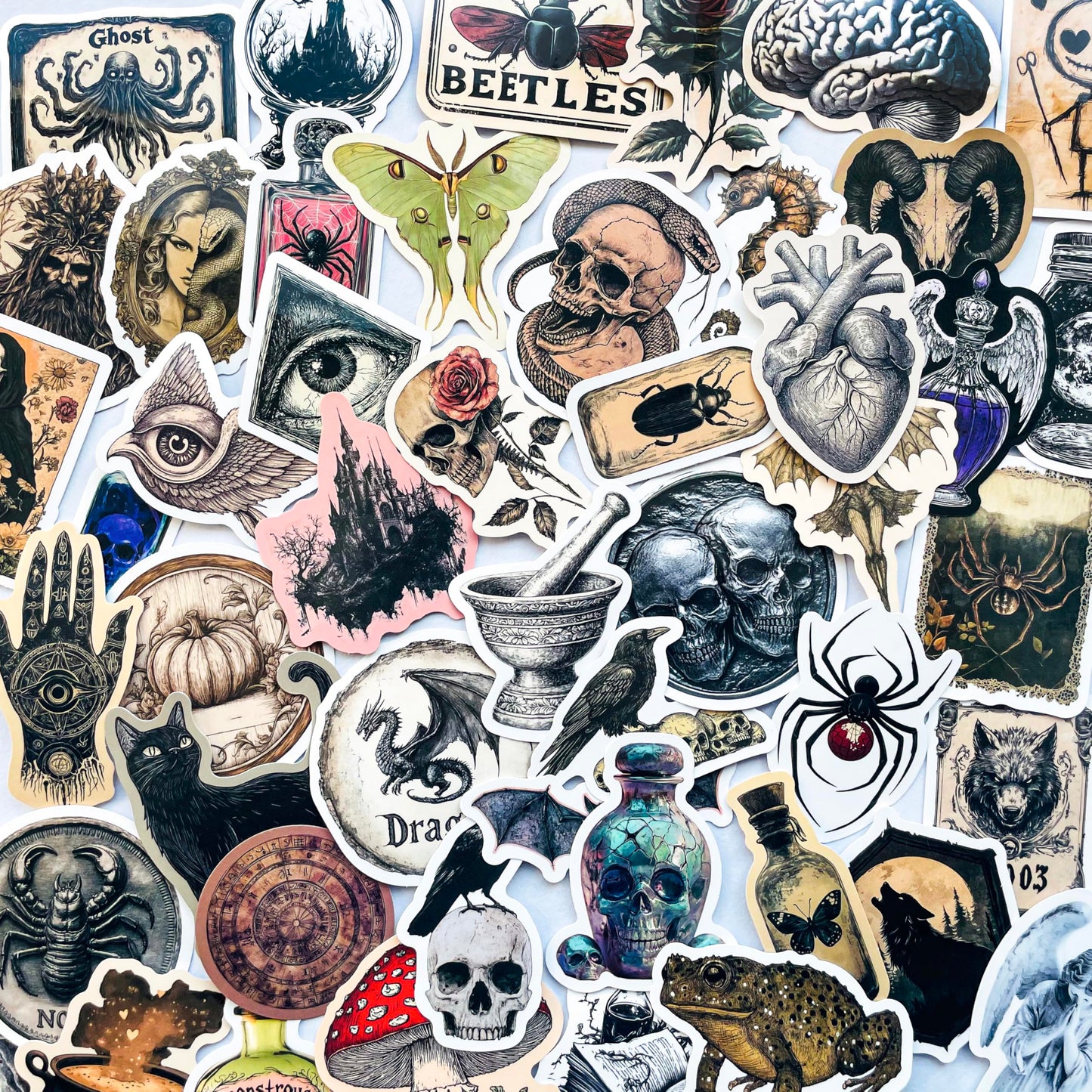 50 Gothic Dark Academia Sticker Pack for Laptop and Journal