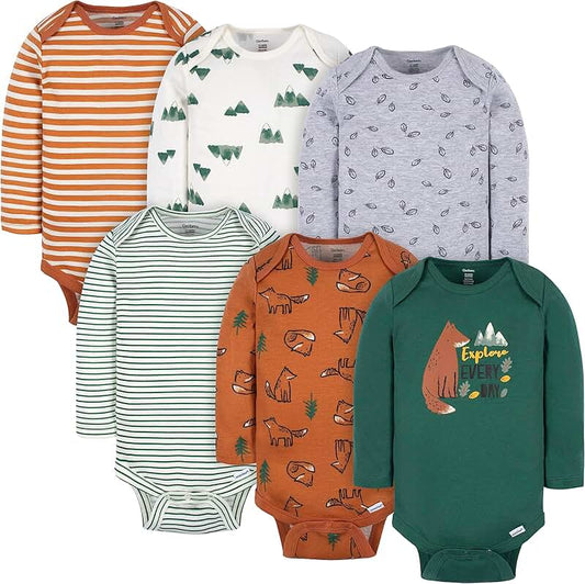 Six long-sleeve baby boys' bodysuits