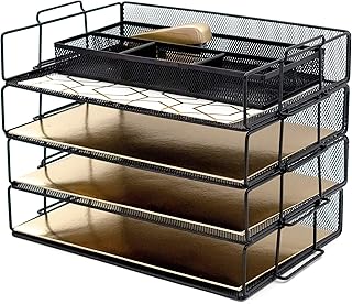 4-Tier Stackable Metal Paper Tray for Desk Organization