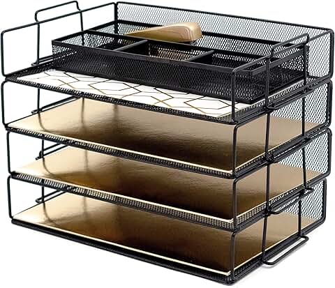 4-Tier Stackable Metal Paper Tray for Desk Organization