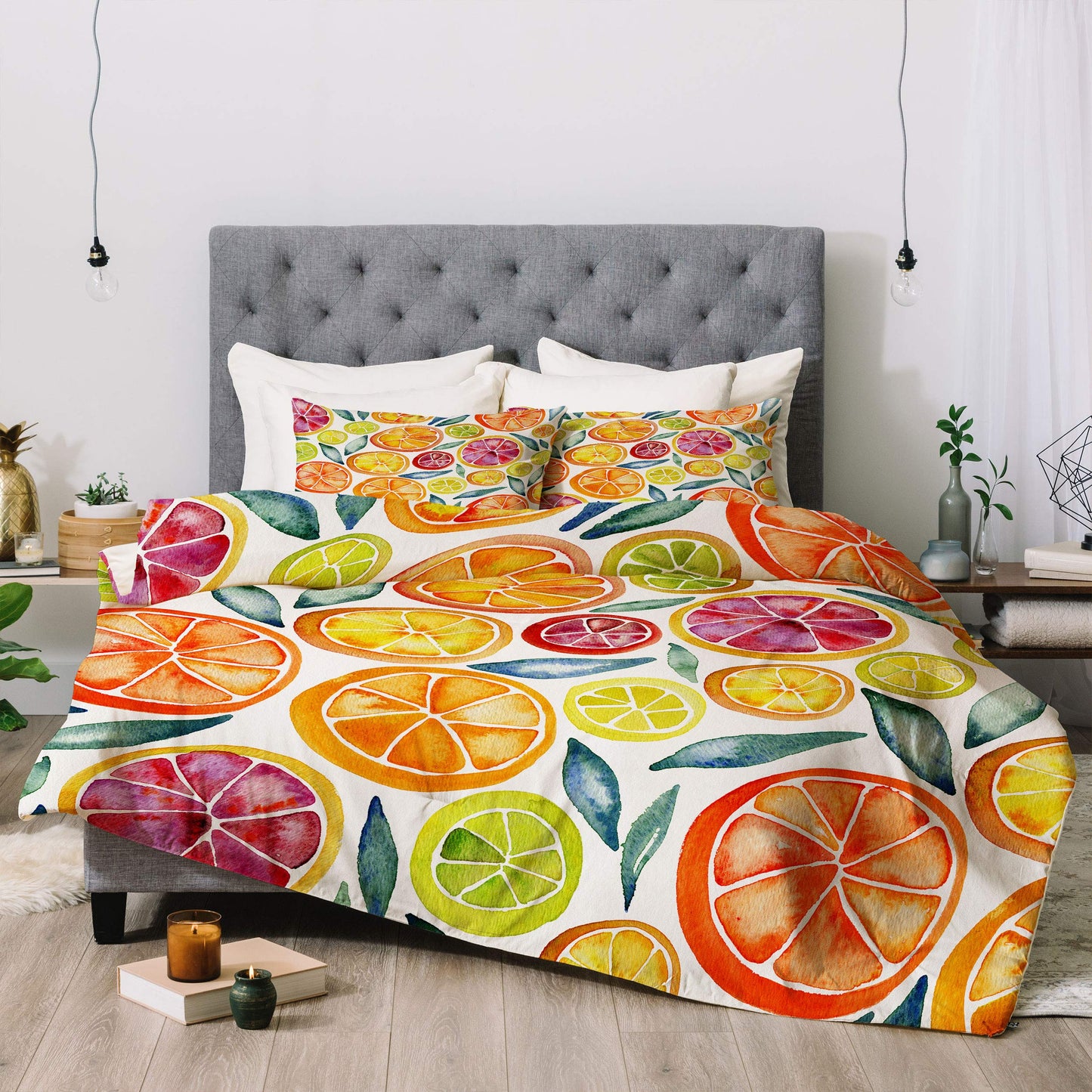 Citrus Slices Pattern Cat Coquillette Comforter Set with Pillowcase(s), Twin/XL
