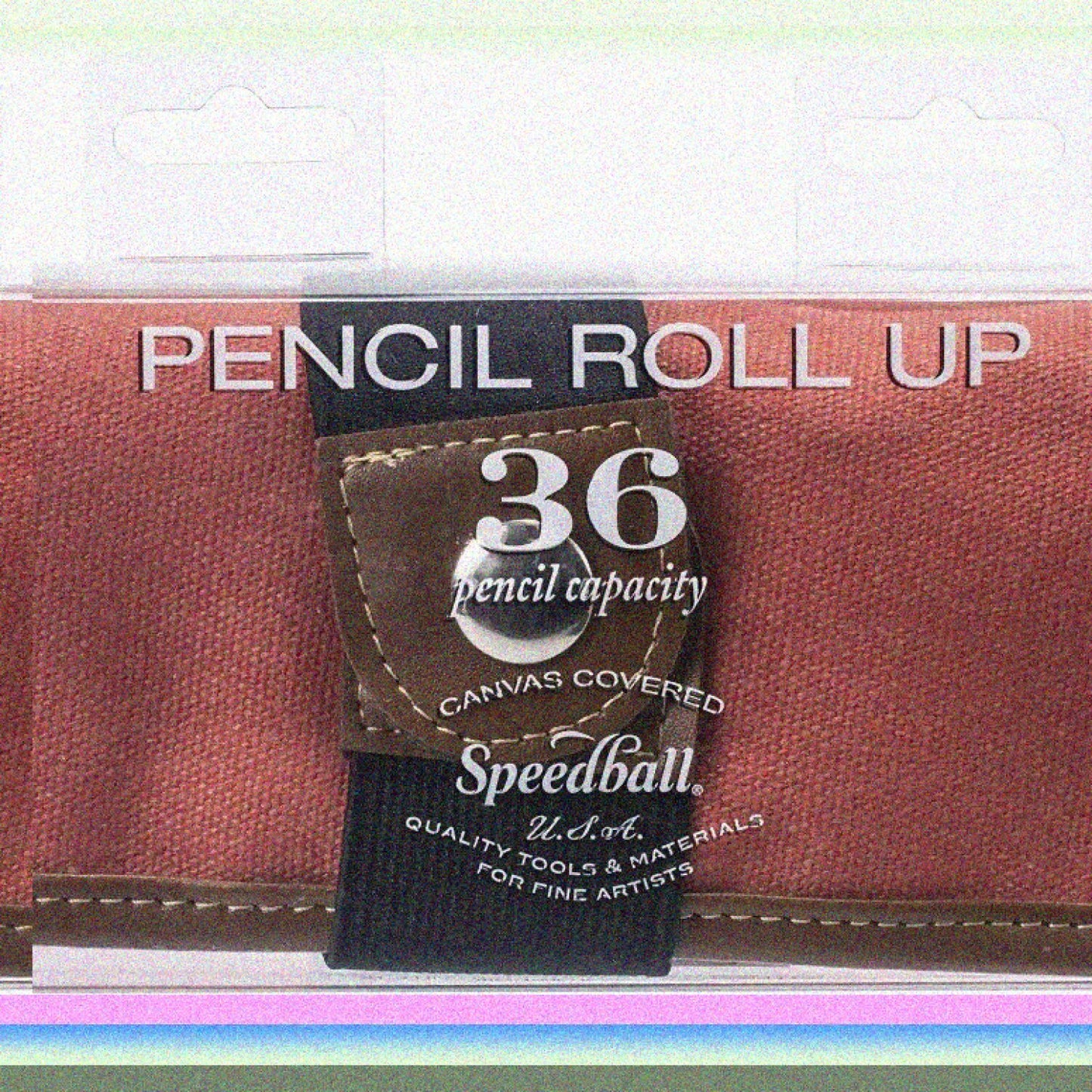 Canvas Roll Up Pencil Case Rose Brown Trim Holds 36 Pencils