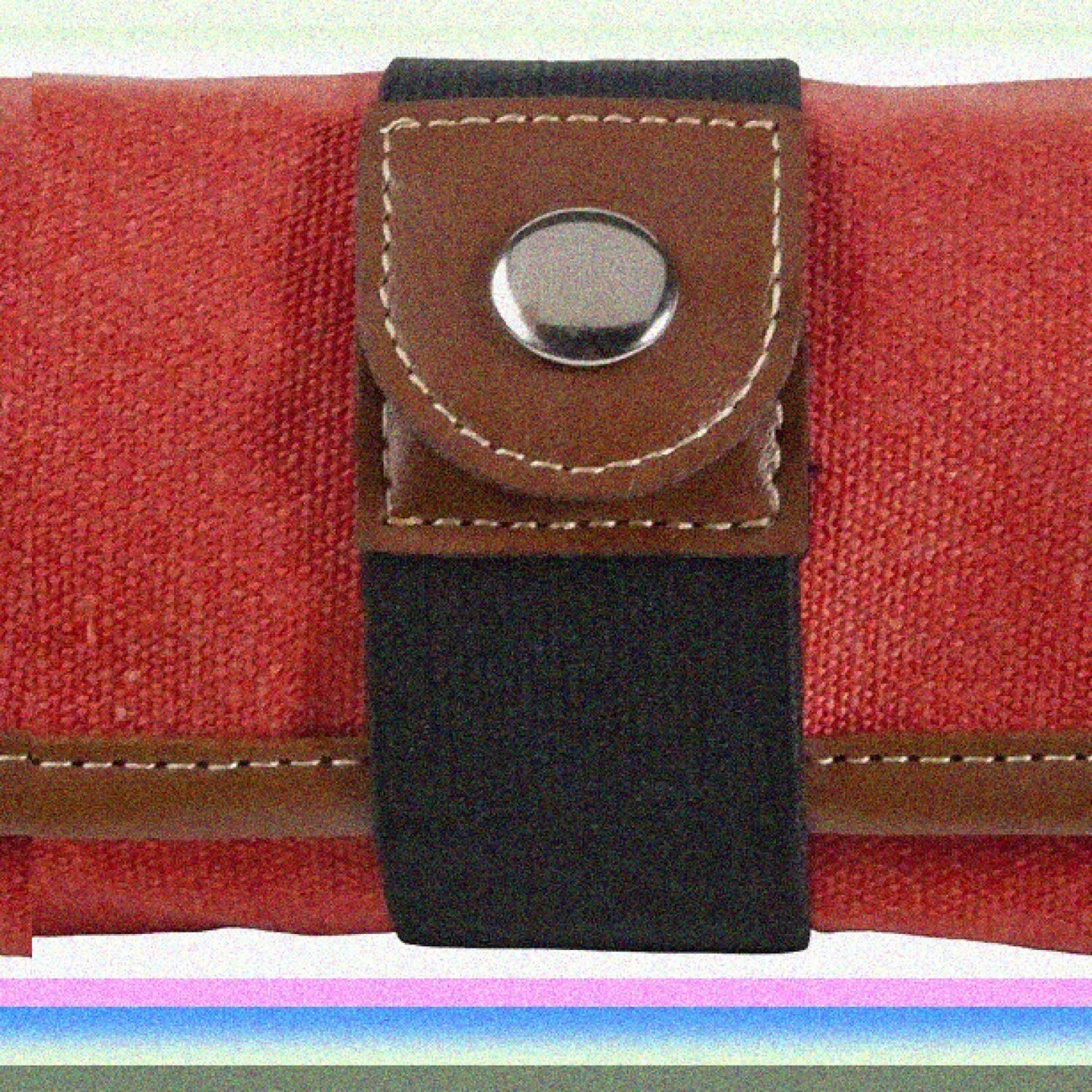 Canvas Roll Up Pencil Case Rose Brown Trim Holds 36 Pencils