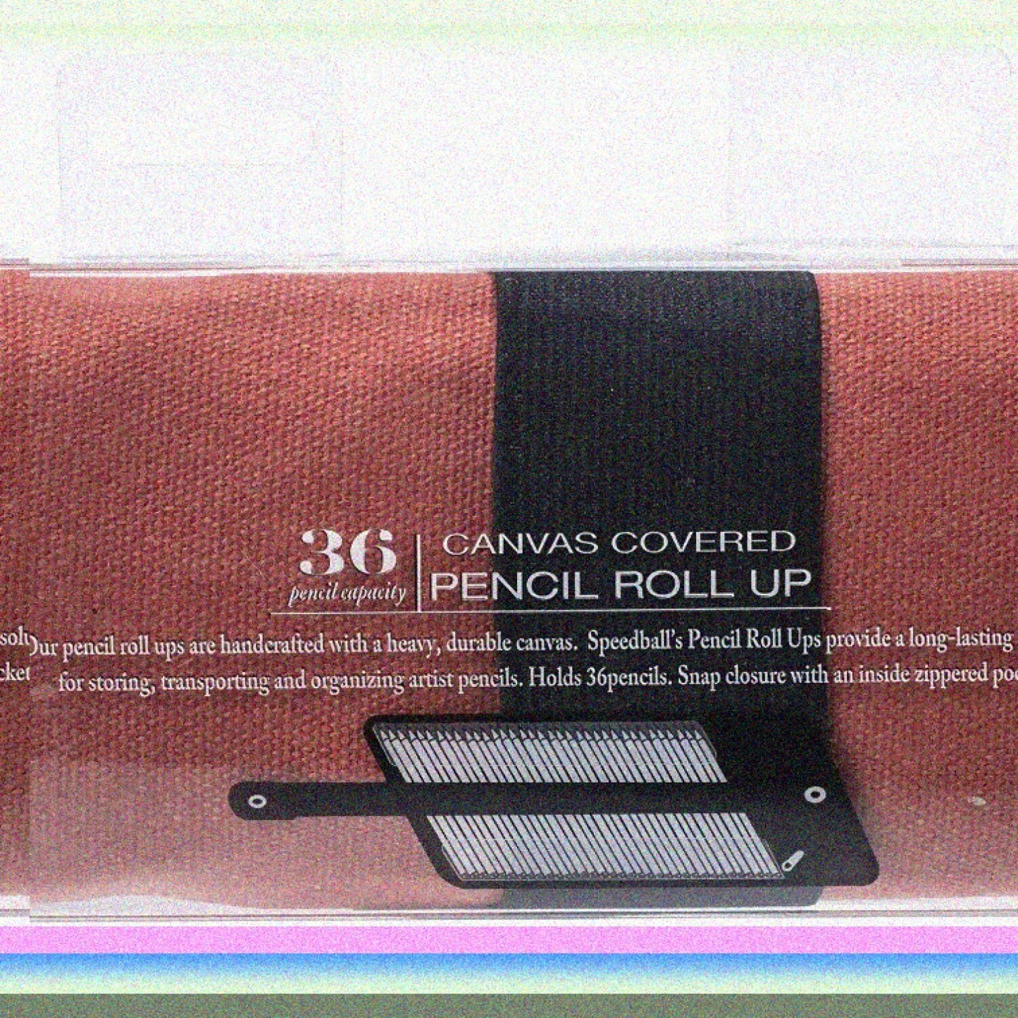 Canvas Roll Up Pencil Case Rose Brown Trim Holds 36 Pencils