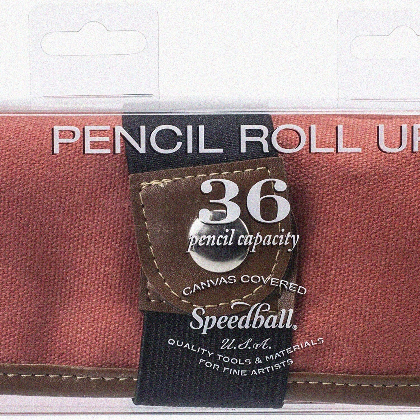 Canvas Roll Up Pencil Case Rose Brown Trim Holds 36 Pencils