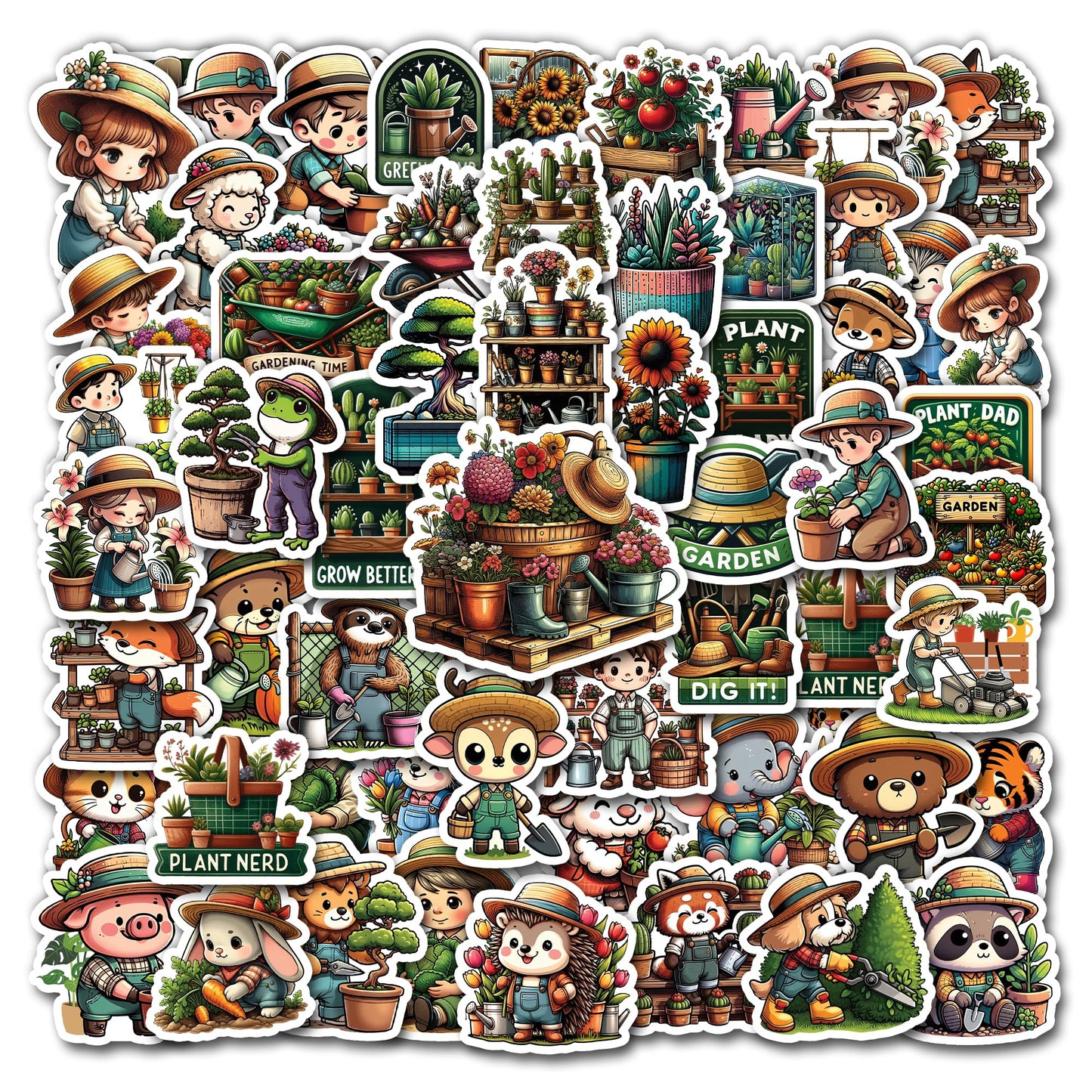 50 Waterproof Floral Gardening Stickers for Decoration