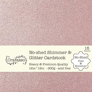 Shimmer Glitter Cardstock, 12x12 inches, 15 sheets, Rose Gold