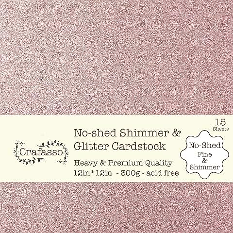 Shimmer Glitter Cardstock, 12x12 inches, 15 sheets, Rose Gold