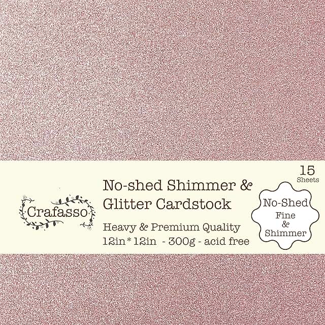 Shimmer Glitter Cardstock, 12x12 inches, 15 sheets, Rose Gold