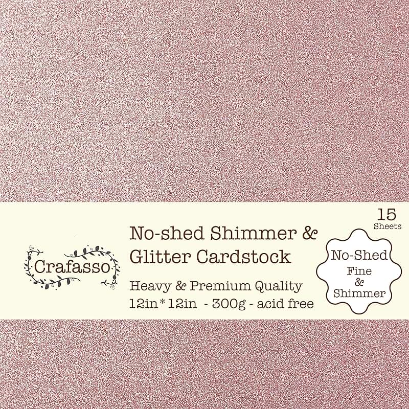 Shimmer Glitter Cardstock, 12x12 inches, 15 sheets, Rose Gold