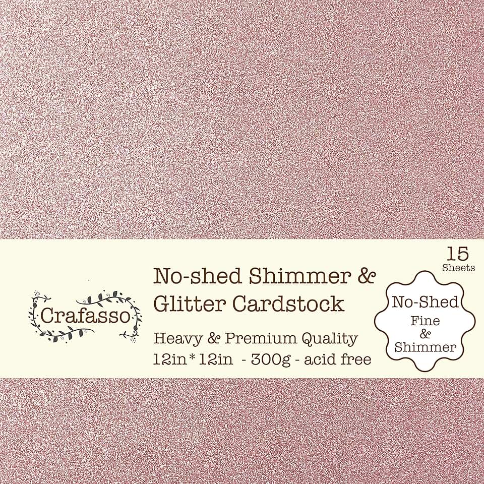 Shimmer Glitter Cardstock, 12x12 inches, 15 sheets, Rose Gold
