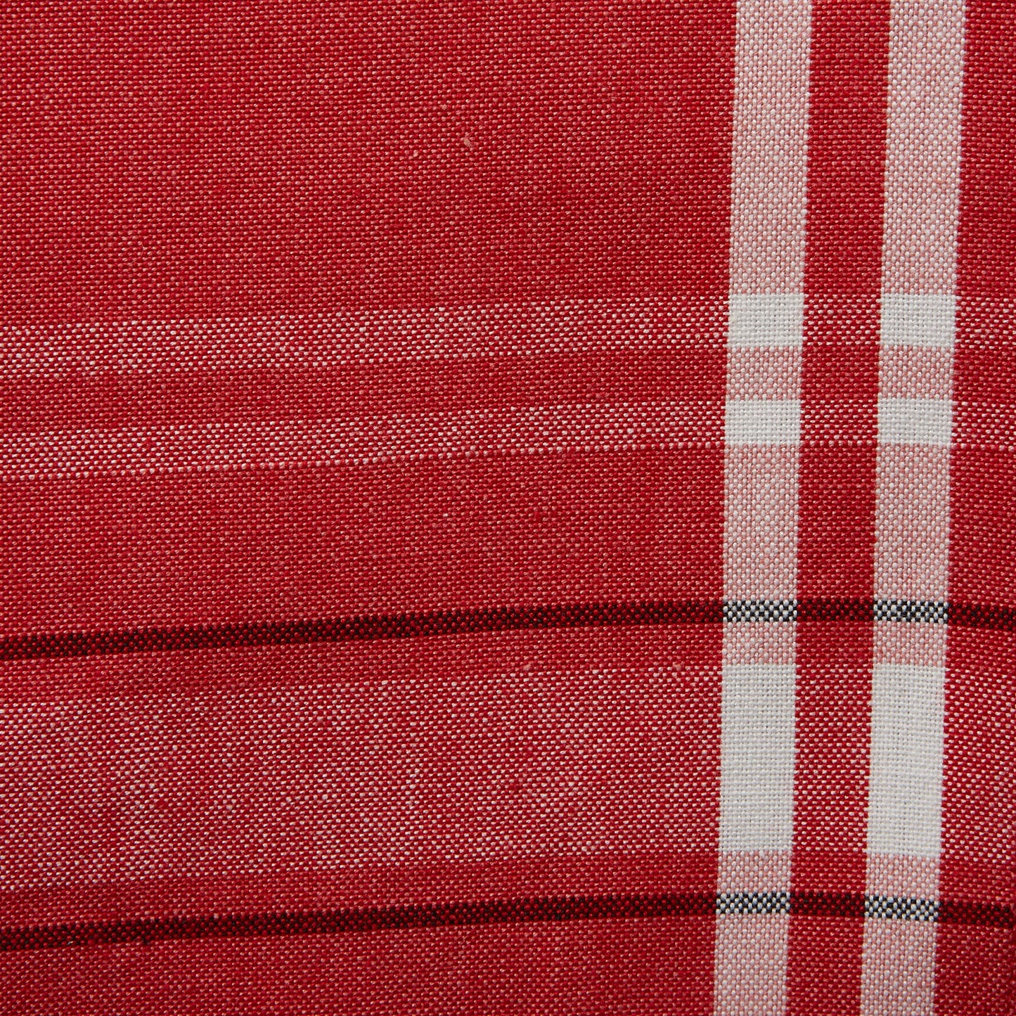 French Stripe Tabletop Farmhouse Style Dining Table Linen Tablecloth, 60x84, Red Chambray