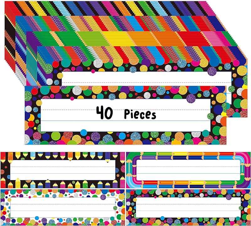 Set of 40 Double-Sided Erasable Desk Nameplates