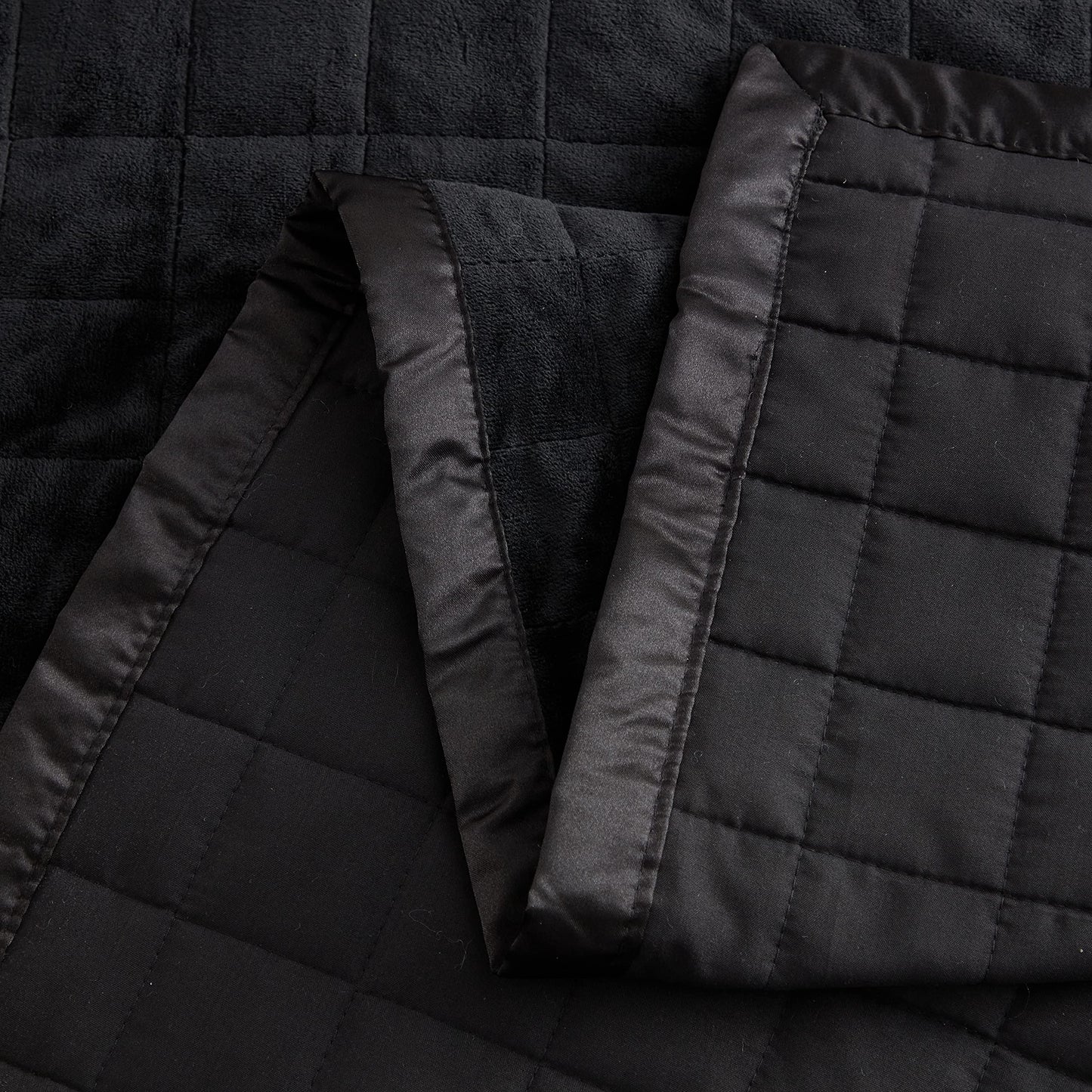 Quilt Sets Trim Bedspread Cover Soft and Luxurious Oversized All Season Bedding with Pillow Shams, King, Velvet Black