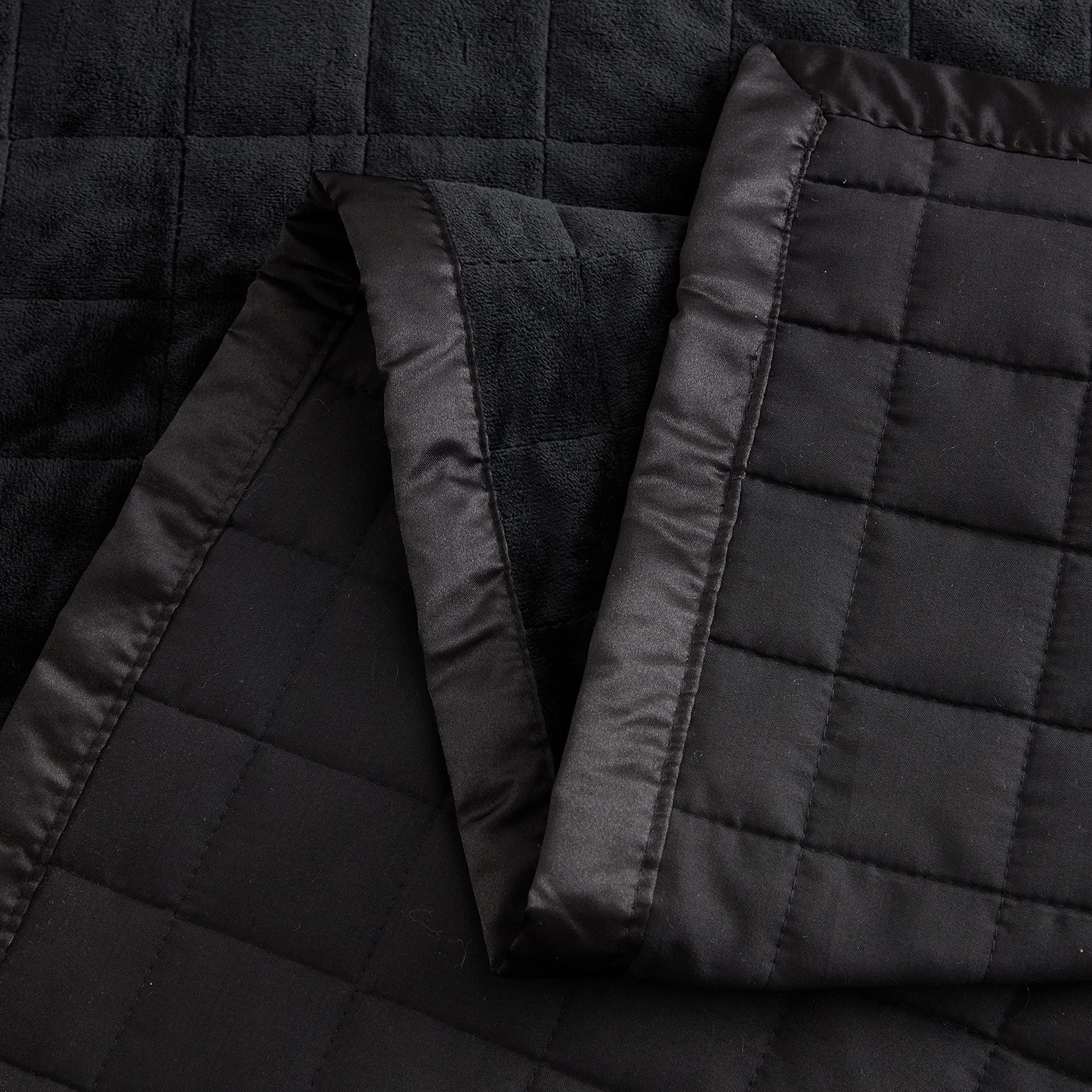 Quilt Sets Trim Bedspread Cover Soft and Luxurious Oversized All Season Bedding with Pillow Shams, King, Velvet Black