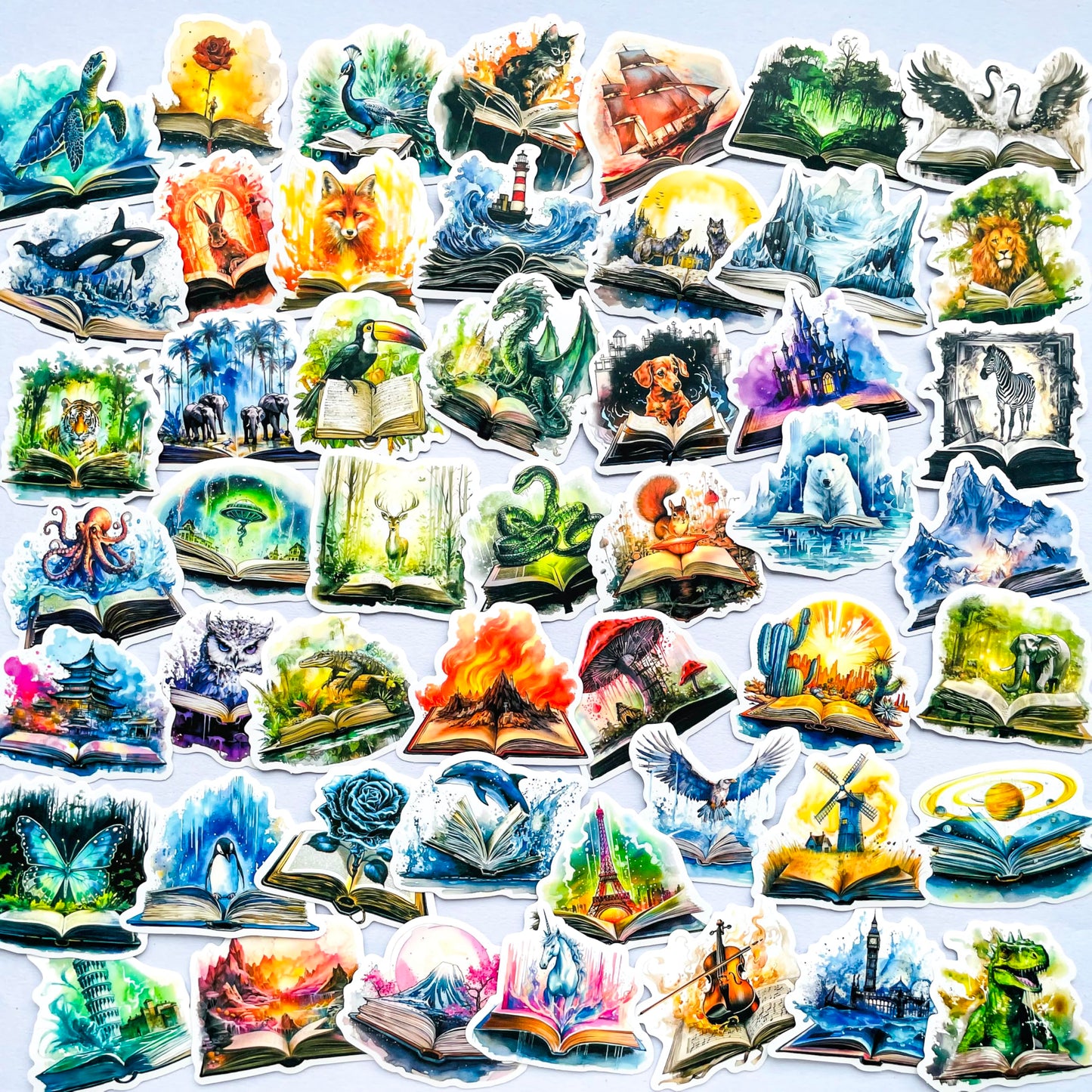 50 Fantasy Book Lover Stickers for Scrapbooks and Laptops