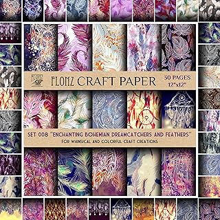 Bohemian Dreamcatchers and Feathers Scrapbook Paper
