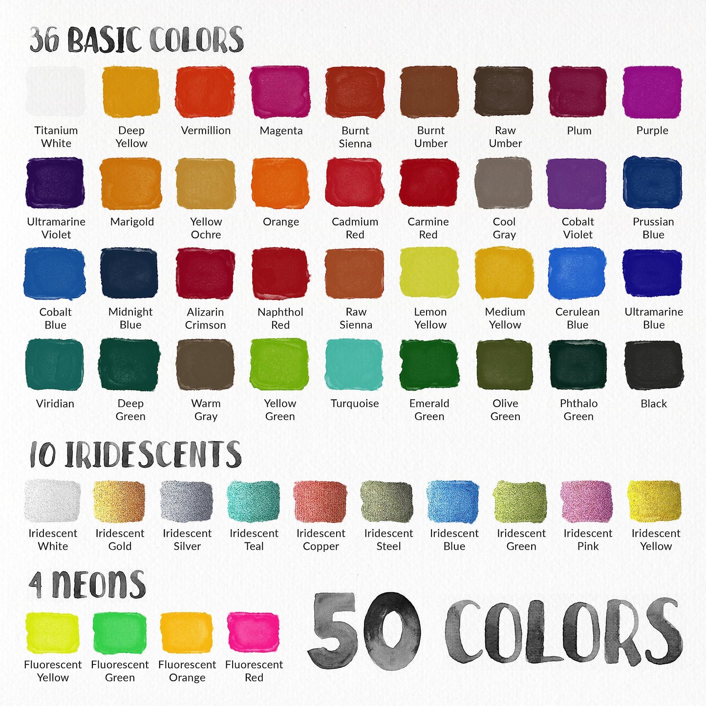 50-Pan Watercolor Paint Set with Paper and Brushes