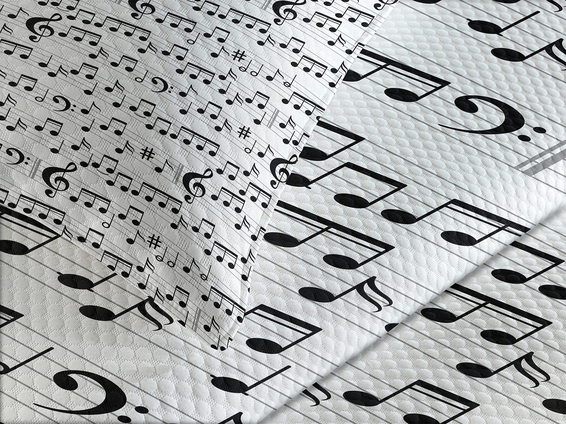 Music Bedspread, Abstract Style Professional Music Pattern with Notes and Clef Sheet Play Writing, Decorative Quilted 2 Piece Coverlet Set with Pillow Sham, Twin Size, White Dark Grey