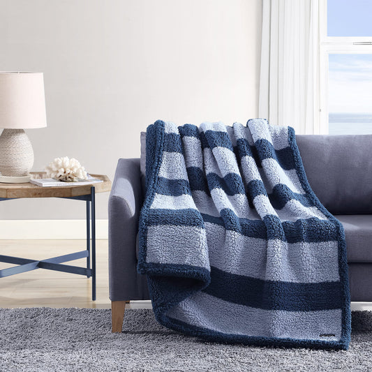 Throw Blanket Ultra Soft Plush Sherpa Home Dcor, All Season Bedding, 50 x 60, L ndale Blue/Light Blue