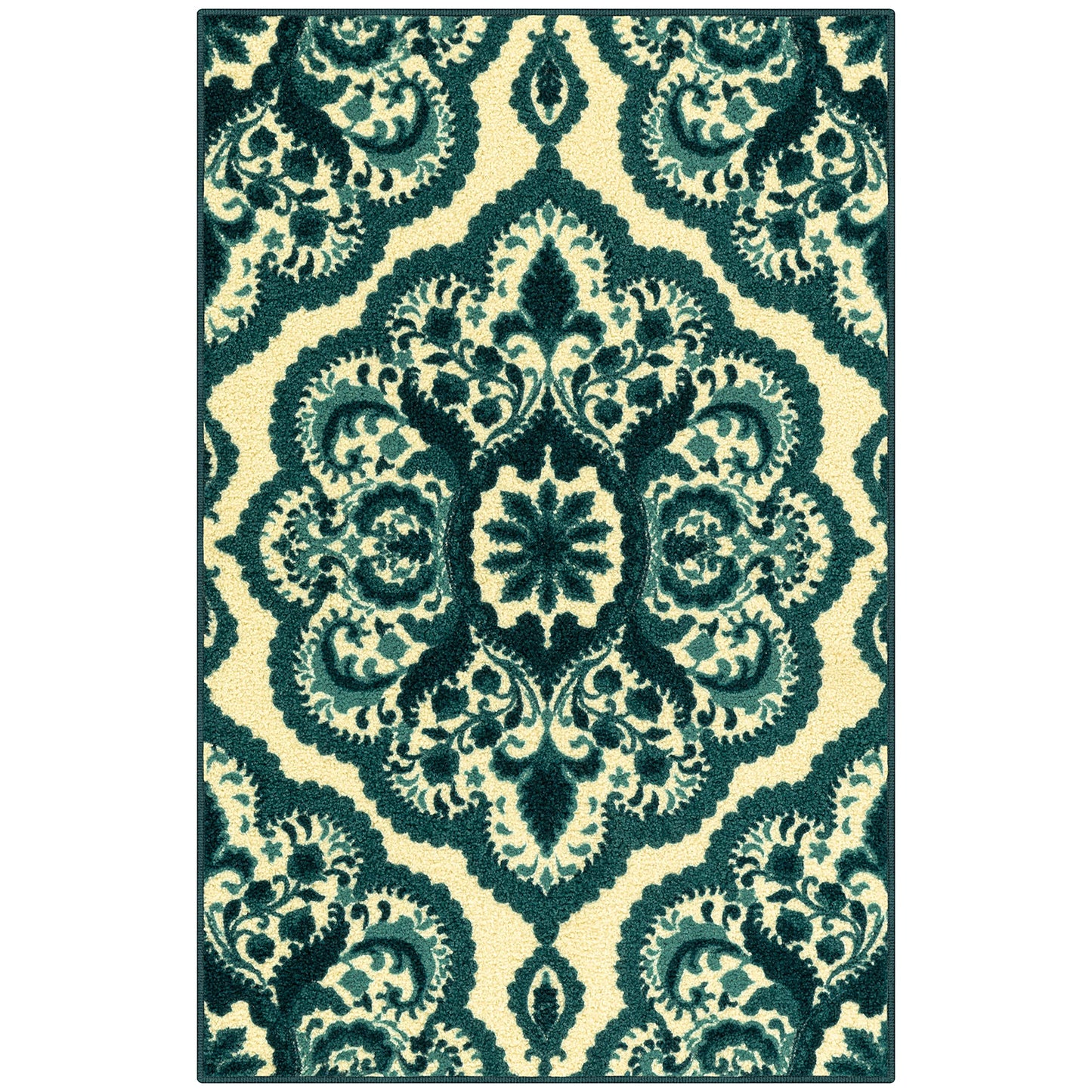 Vivian Medallion Kitchen Rugs Non Skid Accent Area Carpet [Made in A], 2'6 x 3'10, Teal
