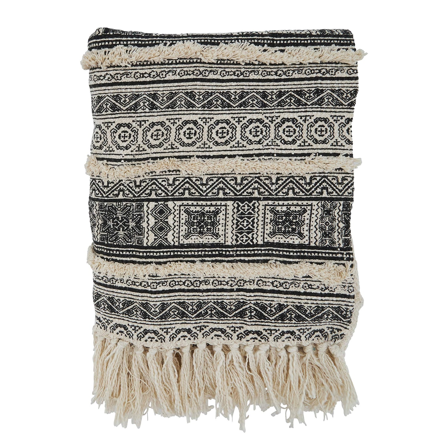 Sevan Block Print Embellished Throw, 50" x 60", Black