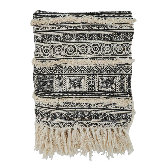 Sevan Block Print Embellished Throw, 50" x 60", Black