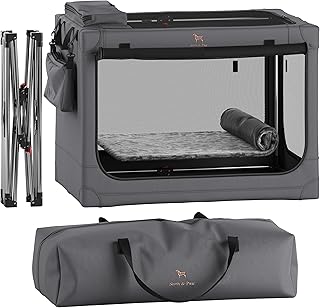 Large Collapsible Dog Crate with Mat and Storage