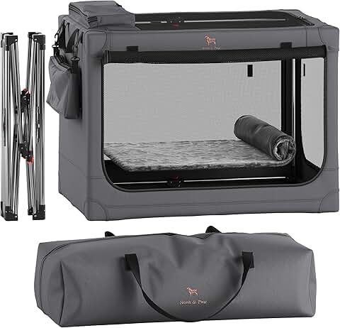 Large Collapsible Dog Crate with Mat and Storage