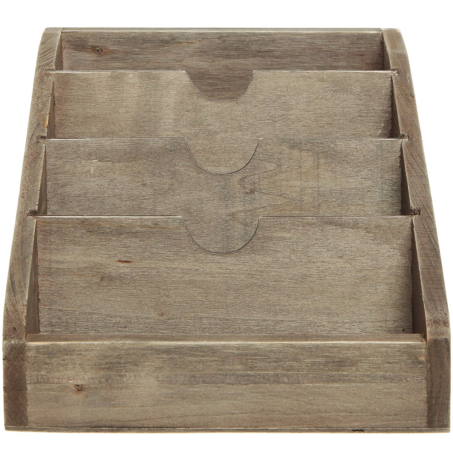 Vintage Dark Brown Wood Mail Sorter with Four Compartments