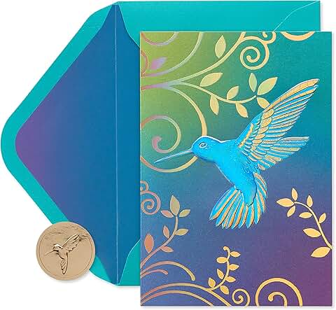 Set of 12 blank cards with envelopes featuring hummingbird design