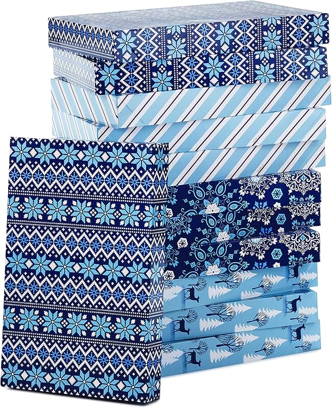 Medium Holiday Gift Boxes with Lids, 12 Pack
