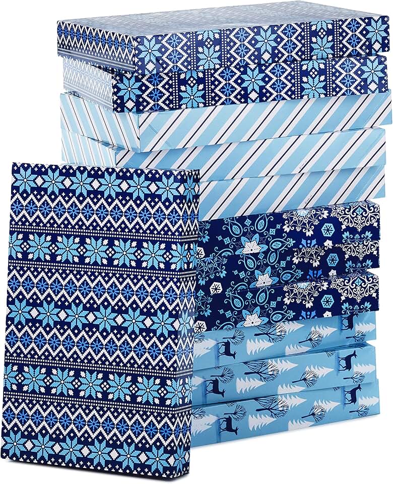 Medium Holiday Gift Boxes with Lids, 12 Pack