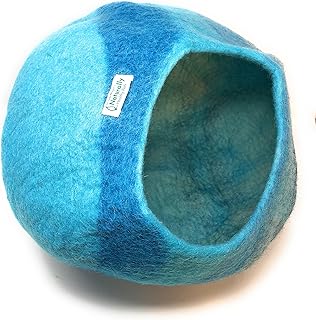 Handmade Wool Cat Cave with Northern Lights Design