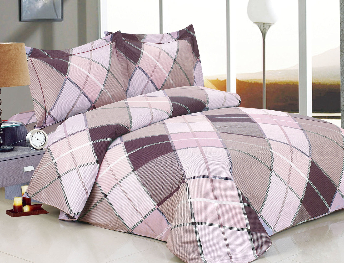 French Triangle Deep 6-Piece Luxurious Duvet Set, Twin  39" Size Bedding, Package Include 2-Sets