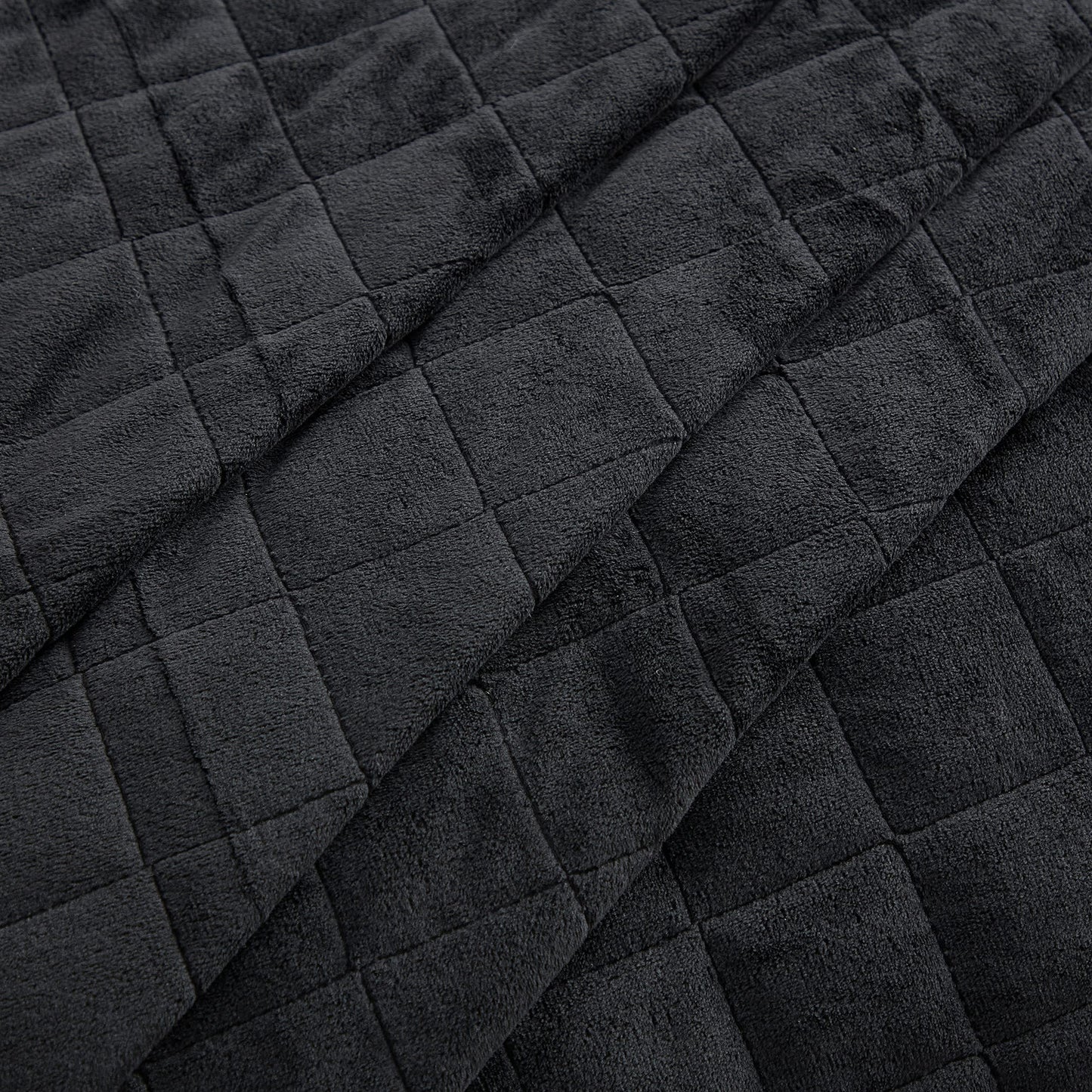 Quilt Sets Trim Bedspread Cover Soft and Luxurious Oversized All Season Bedding with Pillow Shams, King, Velvet Black