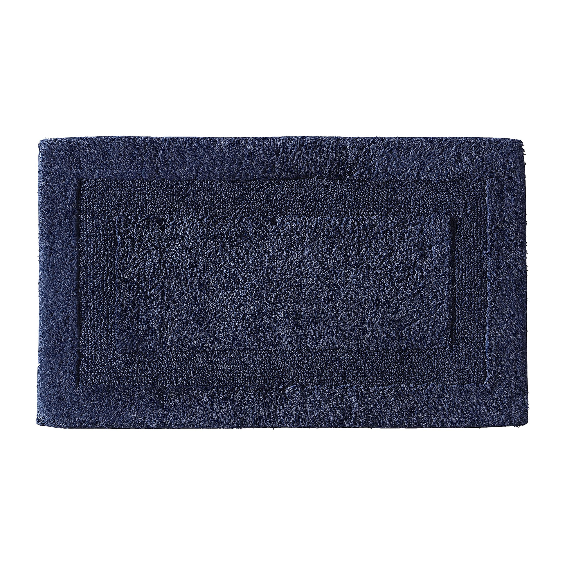 Home  Long Branch  Bath Rug-100% Cotton, Super Soft  Absorbent, Low-Linting  Reversible, 21 x 34, Navy