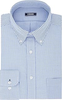 Men's Regular Fit Blue Check Dress Shirt, Small