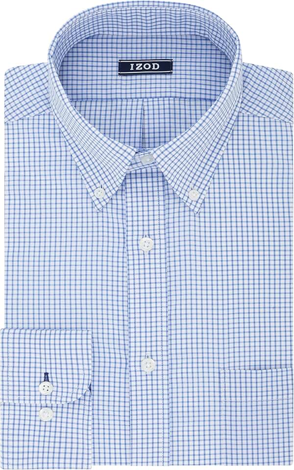 Men's Regular Fit Blue Check Dress Shirt, Small