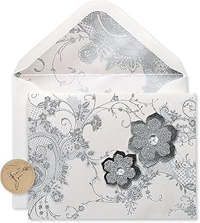 Set of 8 lace and flower blank cards with envelopes and glitter