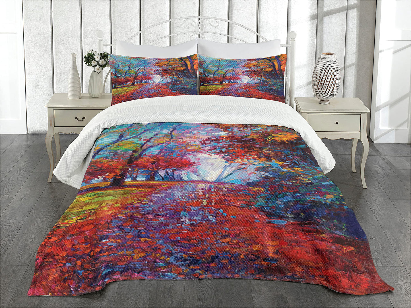 '- Queen 3 Piece Duvet Cover + Sham Set - Ellis White/Purple
