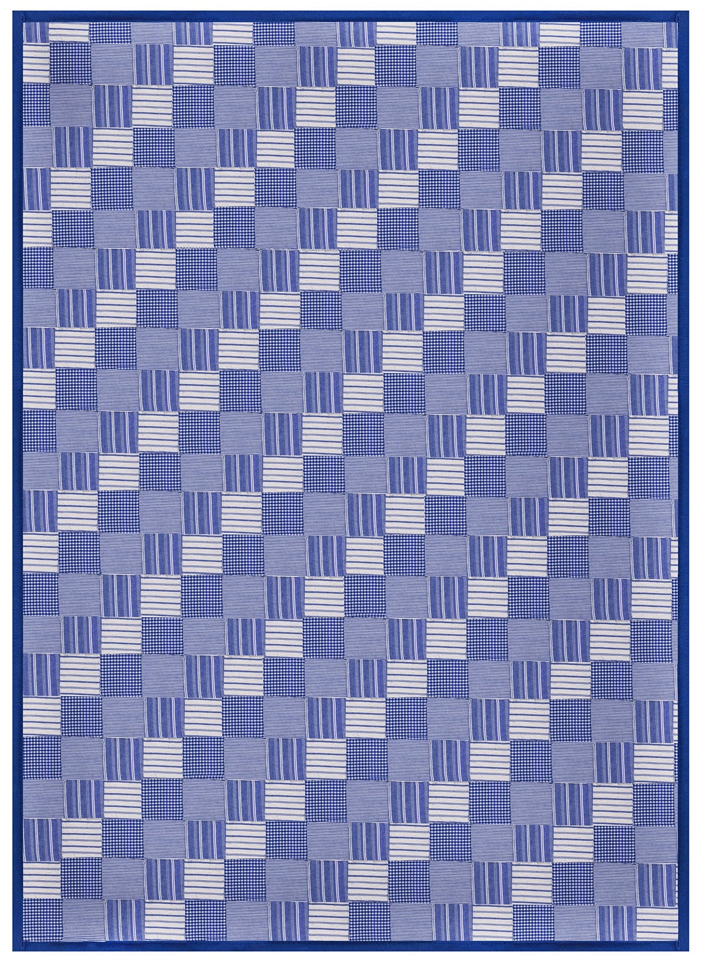 Hand Quilted Cotton Patchwork Super Queen QuiltTumbling Blues from