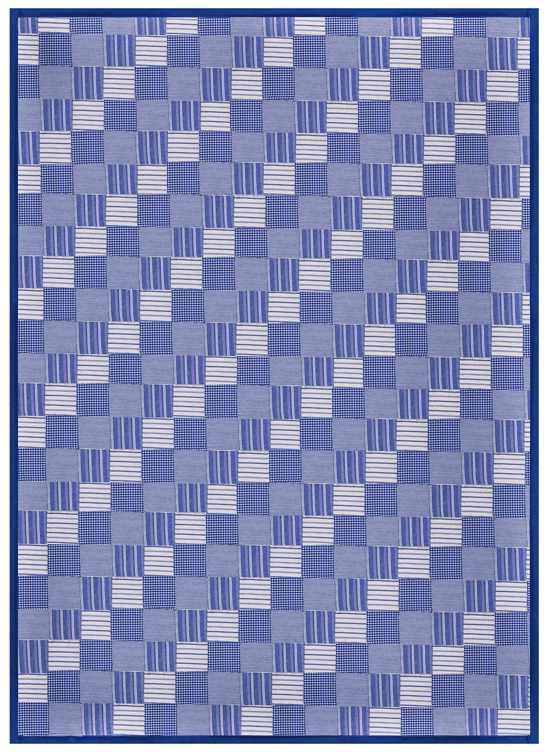 Hand Quilted Cotton Patchwork Super Queen QuiltTumbling Blues from