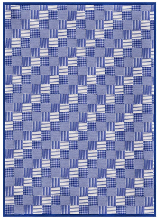 Hand Quilted Cotton Patchwork Super Queen QuiltTumbling Blues from
