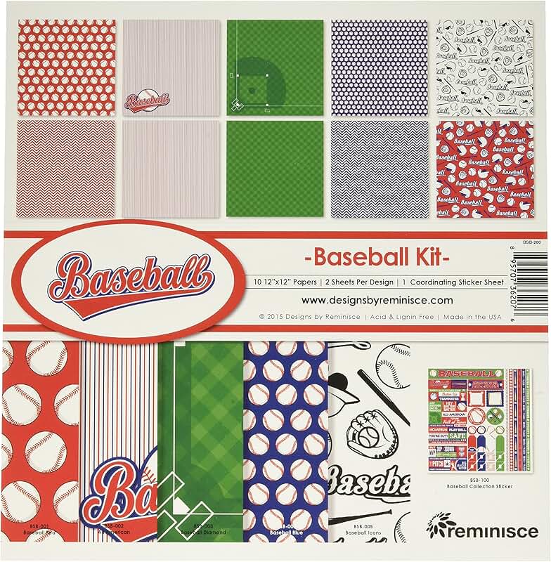 Reminisce Baseball Collection Kit, Multicolor, 12x12