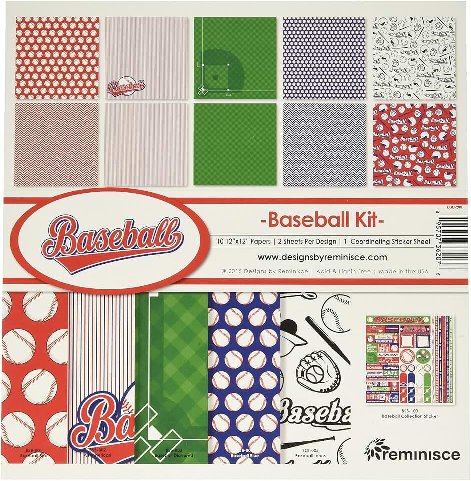 Reminisce Baseball Collection Kit, Multicolor, 12x12
