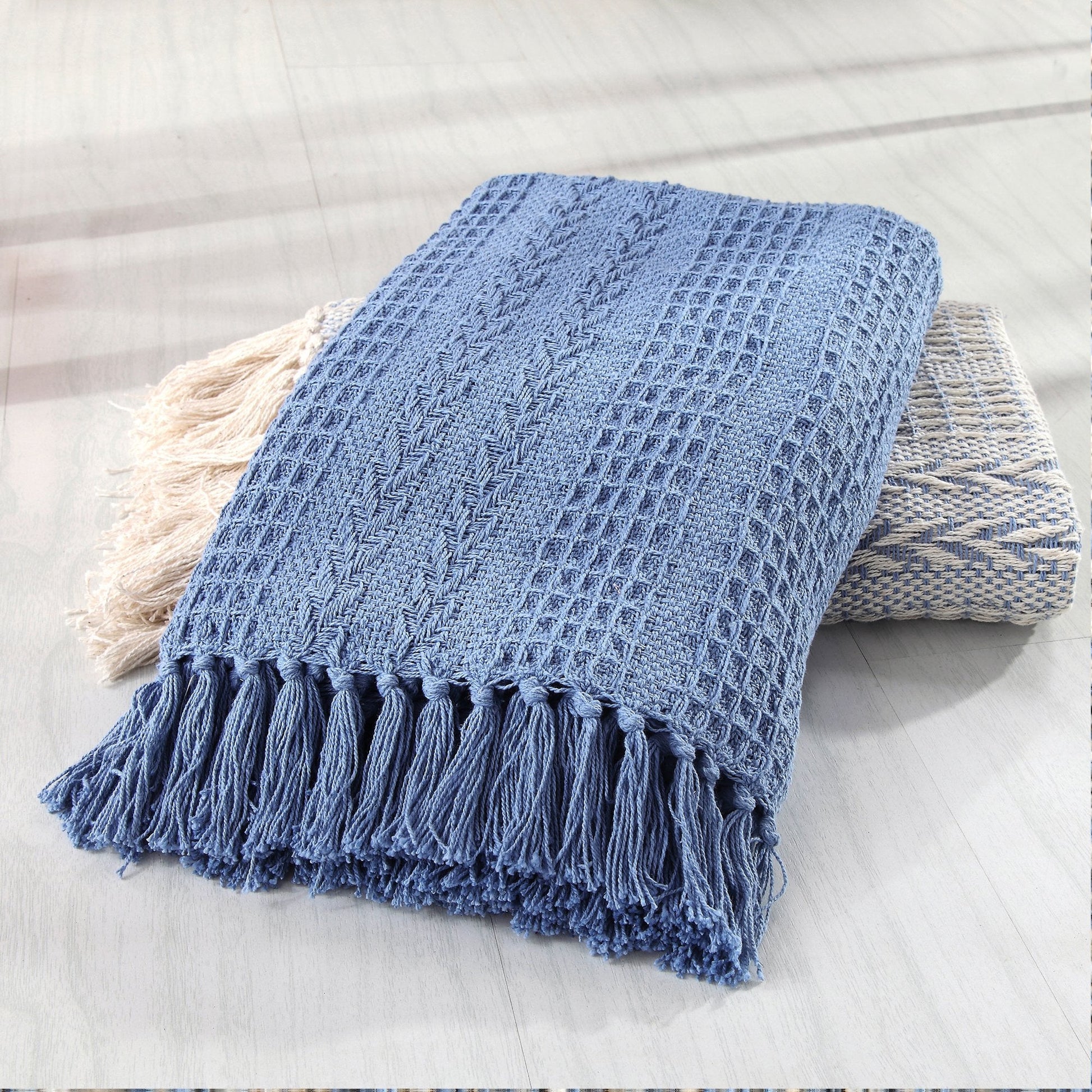 Allure 100% Cotton Throw Batik, Aqua, Standard Pack of 2)