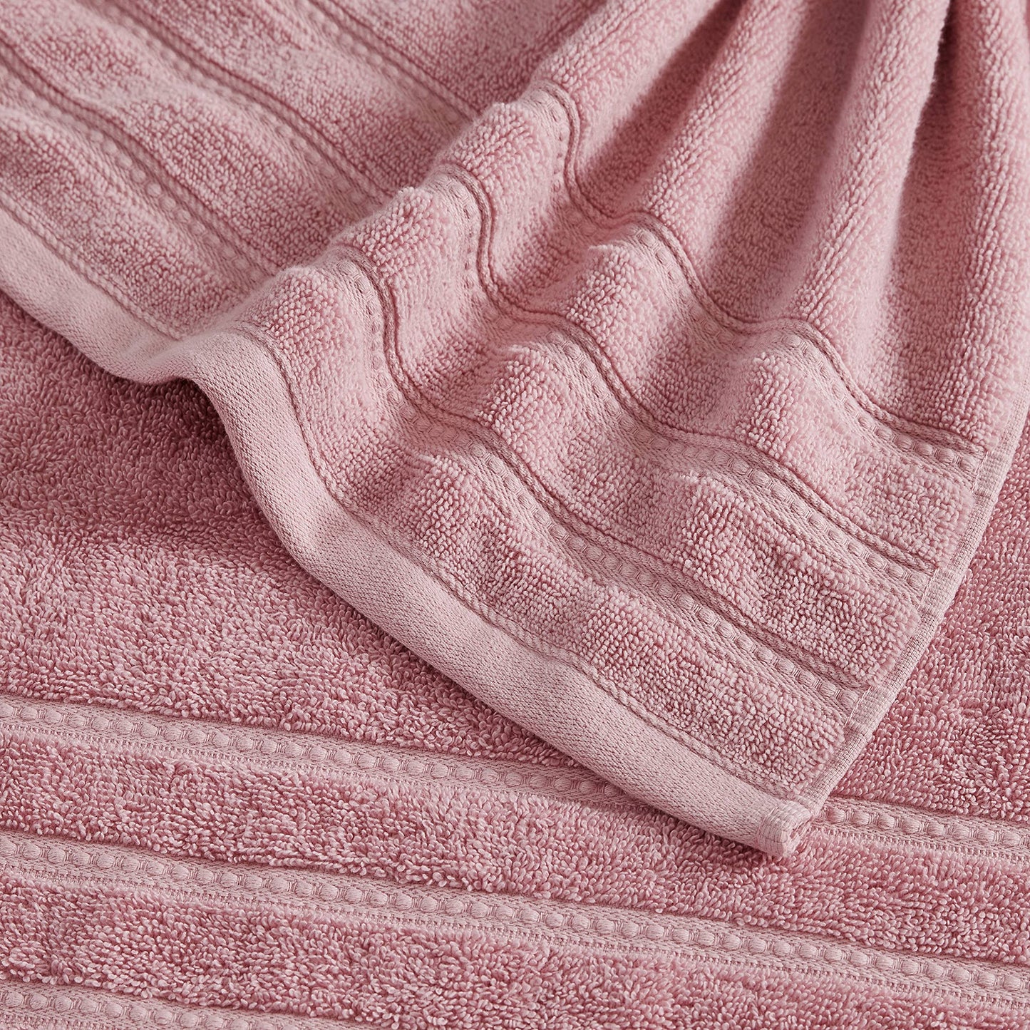 Wakefield  Towel Set-100% Cotton, Super Soft  Absorbent, Medium Weight, 6 Piece, Pink